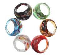 Supvox 6er-Set Glasringe: Bunte, klobige Ringe im Bohemian- und Cool-Style - Klobiger Schmuck im künstlerischen Ethno-Stil, Innendurchmesser 17-19 mm