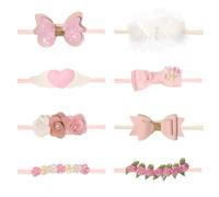 SUPVOX 8 Stück Blumen Stirnband mit Schleife Weiches Haarband für Neugeborene und Kleinkinder Zartes Babykopfschmuck für Alltag und Festlichkeiten