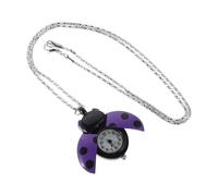 Supvox Damen Taschenuhr Vintage Marienkäfer Anhänger Quarzuhr Klein Violett Halskette Alltag Kinder Schmuck Zufälliger Stil