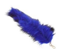 Supvox Fuchsschwanz Schlüsselanhänger Plüschanhänger mit Blauem Kunstfell Handgefertigter Tierschwanz für Handtasche Rucksack und Auto Halloween Deko Zubehör