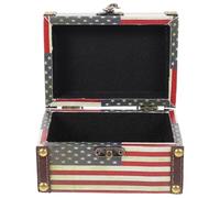 Supvox Kleine Schatztruhe aus Robustem Holz im Retro Stil mit Amerikanischer Flagge Aufbewahrungsbox für Schmuck Briefe und Kleinigkeiten Dekorative Holzbox für Zuhause und Kinderzimmer