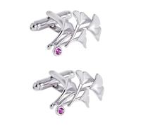 SUPVOX Manschettenknöpfe für Herren mit Ginkgoblatt Motiv aus Legierung und Zirkon Leicht Exquisit Gestaltet Elegant für Anzug und Hemd 2 Stück