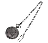 Supvox Mechanische Taschenuhr und Hohlmuster Vintage aus Zinklegierung Kreative Handaufzug Uhr mit Römischem Zifferblatt Schwarzes Gehäuse mit Kette als Bekleidungsaccessoire