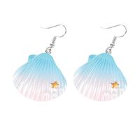 Supvox Muschelohrringe für Damen und Teenager 1 Paar Bunte Kunststoff Strandohrringe mit Perlen Meeresschmuck für Alltag und Fest