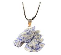 Supvox Pferdekopf Anhänger Halskette aus Naturstein Vintage Schmuckanhänger für Damen Selbstgemacht Steinanhänger für Handgefertigte Halsketten Geschenk für Zufällige Zufällige Farbe