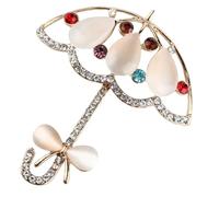 Supvox Regenschirm Brosche aus Legierung mit Strass Damen Anstecknadel für Kleidung und Taschen Farbecht und Langlebig Elegante Schirmform für Alltag und Besondere Zufällige Farbe