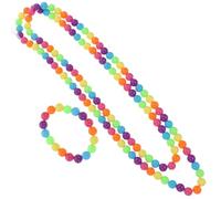 Supvox Schmuckset Farbenfrohes Perlenarmband mit Bunten Perlen aus Kunststoff 2 Stück und Leichtes Design Perlenkette für Damen für Party und Alltag