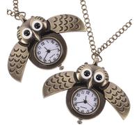 Supvox Taschenuhr Anhänger Eule Vintage Bronzelegierung Quarzuhr mit Kette Herren Damen Retro Taschenuhr Schmuck Geschenk für Alltag