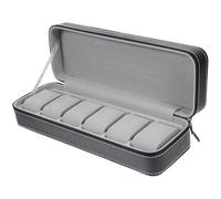 Supvox Uhren Organizer aus Pu Leder mit Reißverschluss Kratzfeste Uhrenbox für 6 Uhren Tragbares Reise Uhrenetui für Damen und Herren