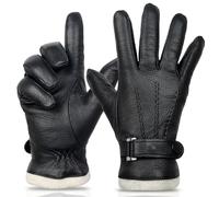 SURAWIL Herren Lederhandschuhe Herren Kleid Handschuh Touchscreen Winterhandschuhe für Männer Fahrhandschuhe Kaschmir gefüttert M051US-T, Schwarz, Small