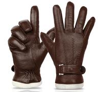 SURAWIL M051US-T Herren-Lederhandschuhe, Touchscreen-Handschuhe, Winterhandschuhe für Herren, Fahrhandschuhe, Kaschmirfutter, M051US-T, Sattel, Small