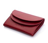 SURAZO® Echtleder Kleines Portemonnaie Damen (10,5 x 7,5 x 2 cm) Minibörse Leder Geldbörse Herren Klein | RFID Mini Wallet | 4 Kartenfächer Geldscheinfach | Slim Geldbeutel mit Münzfach (Rot)