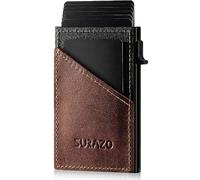 SURAZO® Echtleder Mini Card Holder | Kreditkartenetui mit Münzfach | Slim Geldbörse mit Kartenfach | Metall Kartenetui bis 8 Karten mit RFID Schutz | Mini Leder Kartenhülle Wallet | Klein Kartenhalter