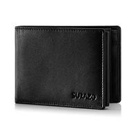 SURAZO® Leder Geldbörse Herren Groß viele Kartenfächer | Echtleder Portmonee Geldbeutel für Männer | 15 Fächer [RFID Schutz] [mit Münzfach] Vintage Brieftasche Flip Card Wallet Portemonnaie (Schwarz)