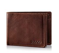 SURAZO® Leder Geldbörse Herren Groß viele Kartenfächer | Echtleder Portmonee Geldbeutel für Männer | 15 Fächer [RFID Schutz] [mit Münzfach] Vintage Brieftasche Flip Card Wallet Portemonnaie (Camel)