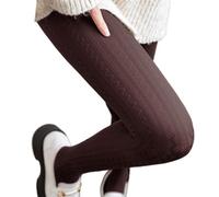 SurBepo Damen Herbst Winter Samt Dicke Warme Strümpfe Strumpfhose Vertikale Streifen Muster Strumpfhose, Wave Deep Coffee, Einheitsgre
