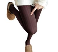 SurBepo Damen-Netzstrumpfhose, hohl, gestrickt, dick, warm, vertikale Streifen, Strumpfhose für Damen, F-Wheat Deep Coffee, Einheitsgre