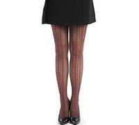 SurBepo Damen-Netzstrumpfhose, Lochmuster, gestrickt, dick, warm, vertikale Streifen, Strumpfhose für Damen, A-braun, Einheitsgre