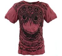 Sure Herren T-Shirt Eule mit hochwertigem Krinkel-Druck, 100% Baumwolle, Bordeaux, L