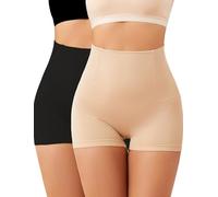 SURE YOU LIKE Bauchweg Unterhose Damen Figurenformend Miederpants Miederhose Shapewear Hohe Taille Butt Lifter Body Shaper,Schwarz+Beige,2 pcs,M/L=EU(36-38)