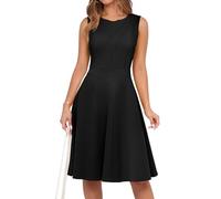 Sureple Sommer-Cocktailkleid für Damen, ärmellos, lässig, enganliegend, für Strand, Swing, A-Linie, Sommerkleid, A-Schwarz, Mittel
