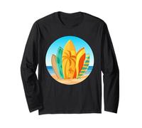Surfboard Lineup Aquarell Surf Art Coastal Beach Vibe Langarmshirt