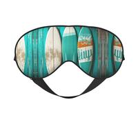 Surfbrett im Vintage-Stil auf türkisfarbenem Holz, doppelseitig, weiche Verdunkelungs-Augenmaske, Schlafmaske, Nachtschlaf-Augenmaske