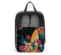 Surfbrett und Blumen Schuhtasche Reise Schuh-Organizer Wasserabweisend Schuhbeutel mit Reißverschluss Sneaker Staubbeutel grau Einheitsgröße Modern, grau, Einheitsgröße, Modern