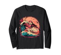 Surfen, Pink Flamingo, Kreuzfahrt am tropischen Strand Langarmshirt