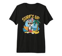 Surfs Up Bunny Rabbit Surfer Surfbrett Sommer Retro Surfen Premium T-Shirt