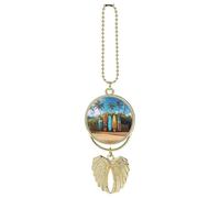 Surf's Up Surfbrett Auto Anhänger Metall Ästhetische Dekor Auto Spiegel Hängende Ornament Charm Anhänger für Auto Rückspiegel Goldener Stil