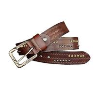 Surrycee Western-Gürtel aus echtem Leder für Damen und Herren, Cowgirl, Cowboy, Country-Gürtel, modischer, gravierter konischer Nietengürtel für Jeans,Kaffee,110cm/waist:36"~38"