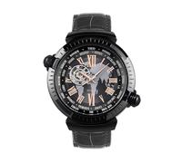 SURVAN WatchDesigner automatik Uhr Herren,Lederarmband 30-100 Meter wasserdicht mechanische Uhr,Vielseitig Mehrfarbig 44-51mm,Geschenk für Herren Uhren automatikuhren,Schwarz