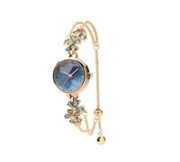 SURVAN WatchDesigner Uhr Damen,Quarz Frauen Uhr Exquisite Armreif Armband Minilistisch Stil Diamant Zifferblatt Blatt,Förmig Kristall Glas Rund Uhrengehäuse Alltag, Klassische Geschenke,eisblau