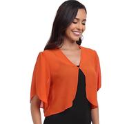 SURVODJA Damen-Chiffon-Strickjacke, kurzer Schnitt, leichter Pullover, kurzärmelig, Bolero, Shrugs für Kleid, Orange/Abendrot im Zickzackmuster (Sunset Chevron), Medium