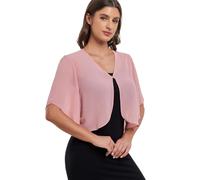 SURVODJA Damen-Chiffon-Strickjacke, kurzer Schnitt, leichter Pullover, kurzärmelig, Bolero, Shrugs für Kleid, rosa - dusty pink, Small
