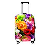 Surwin 3D Reise Kofferschutzhülle Waschbare Reisetasche Kofferbezug Elastisch Kofferhülle Gepäck Cover Reisekoffer Hülle Schutz Bezug Schutzhülle (Blumenpflanze,XL (30-32 Zoll))