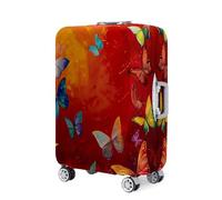 Surwin 3D Schmetterling Reise Kofferschutzhülle Reisetasche Kofferbezug Elastisch Kofferhülle Gepäck Cover Waschbare Reisekoffer Hülle Schutz Bezug Schutzhülle (Rot,M (22-24 Zoll))