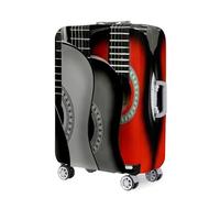 Surwin Gitarrendrucke Reise Kofferschutzhülle Reisetasche Kofferbezug Elastisch Kofferhülle Gepäck Cover Waschbare Reisekoffer Hülle Schutz Bezug Schutzhülle (Rot,L (26-28 Zoll))