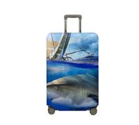 Surwin Hai-Muster Reise Kofferschutzhülle Reisetasche Kofferbezug Elastisch Kofferhülle Gepäck Cover Waschbare Reisekoffer Hülle Schutz Bezug Schutzhülle (Segelboot,L (26-28 Zoll))