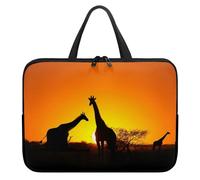 Surwin Laptophülle mit Griff, 3D Giraffe Muster Laptop Hülle Tasche Wasserdicht Laptop Hüllen Laptoptasche mit Reißverschluss, Stoßfest Langlebig Notebook Sleeve (17 Zoll,Sonnenuntergang)