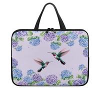 Surwin Laptophülle mit Griff, 3D Kolibri Muster Laptop Hülle Tasche Wasserdicht Laptop Hüllen Laptoptasche mit Reißverschluss, Stoßfest Langlebig Notebook Sleeve (17 Zoll,Hortensie)