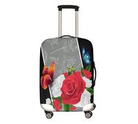 Surwin Rot Rosenabdruck Reise Kofferschutzhülle Reisetasche Kofferbezug Elastisch Kofferhülle Gepäck Cover Waschbare Reisekoffer Hülle Schutz Bezug Schutzhülle (Grau,L (26-28 Zoll))