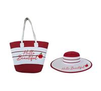 Surwin Strandtasche & Hut Urlaub Korbtasche | Geflochtene Tasche mit Reißverschluss, Sommer Hand-/Schultertasche, Große Strandtasche Damen für Strand, Reisen, Shopping