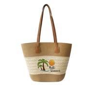 Surwin Strandtasche, Sommer Urlaub Korbtasche, Geflochtene Tasche mit Reißverschluss, Hand-/Schultertasche, Große Strandtasche Damen für Strand, Reisen, Shopping (Z13 Stil 3,45x28x14cm)