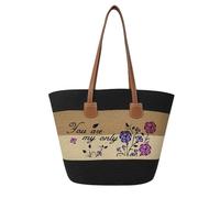 Surwin Strandtasche, Sommer Urlaub Korbtasche, Geflochtene Tasche mit Reißverschluss, Hand-/Schultertasche, Große Beach Bag, Strandtasche Damen für Strand, Reisen, Shopping (Rose 1,One Size)