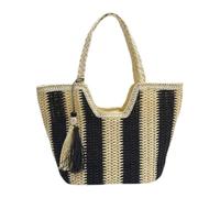 Surwin Strandtasche, Sommer Urlaub Korbtasche, Geflochtene Tasche mit Reißverschluss, Hand-/Schultertasche, Große Strandtasche Damen für Strand, Reisen, Shopping