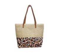 Surwin Strandtasche, Sommer Urlaub Korbtasche | Geflochtene Tasche mit Reißverschluss, Hand-/Schultertasche, Große Strandtasche Damen für Strand, Reisen, Shopping