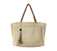 Surwin Strandtasche, Sommer Urlaub Korbtasche | Geflochtene Tasche mit Reißverschluss, Hand-/Schultertasche, Große Strandtasche Damen für Strand, Reisen, Shopping