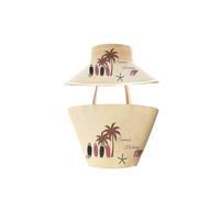 Surwin Strandtasche, Sommer Urlaub Korbtasche, Geflochtene Tasche mit Reißverschluss, Hand Schultertasche, Große Beach Bag, Mit Hut für Strand, Reisen, Shopping (Hellbeige 3,One Size)